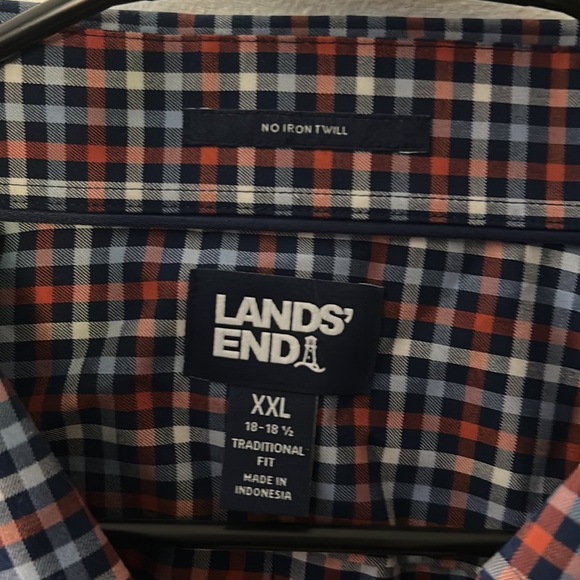 BNWOT Lands Ends No Iron Twill Check Dress Shirt Size XXL - Picture 3 of 3